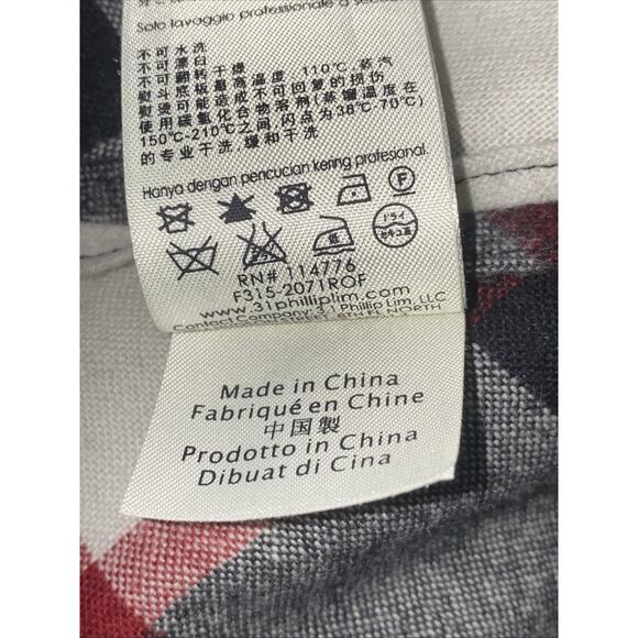 3.1 PHILLIP LIM Poncho Sweater Size 8 Wool Blend Plaid Black White Red - Picture 10 of 11